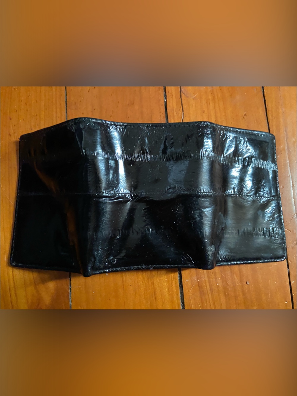 Vintage 1990s 90s black Eelskin leather wallet and billfold unused